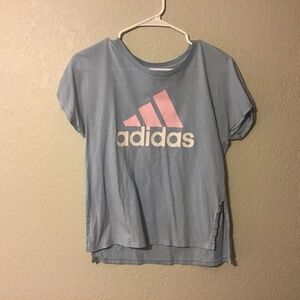 Blue and pink adidas YXL shirt